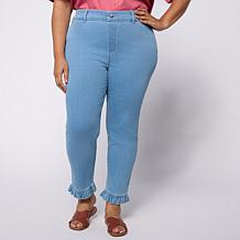 Hue Ruffle Denim Skimmer with Functional Pockets