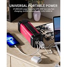 iDeaPLAY 27KmAh Jumpstarter/Power Station w/Cables, AC Adapter & Case