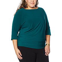 IMAN Global Chic 3/4-Sleeve Dolman Drape Front Top