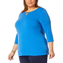 IMAN  Global Chic 3/4-Sleeve Keyhole Tunic