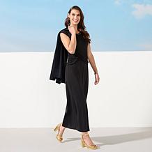 IMAN Global Chic Cap-Sleeve Draped Detail Dress