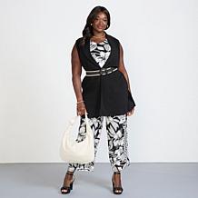 IMAN Global Chic Crepe Knit Duster Vest