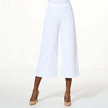 IMAN Global Chic Crepe Knit Wide Leg Crop Pant 