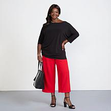 IMAN Global Chic Crepe Knit Wide Leg Crop Pant 