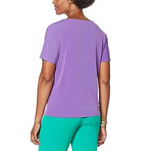 IMAN Global Chic Crisscross V-Neck Top with Tie Hem