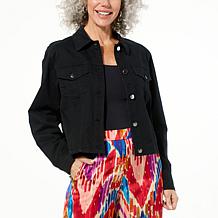 IMAN Global Chic Cropped Denim Jacket with Back Elastic