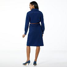 IMAN Global Chic Denim Dress with Faux Leather Belt