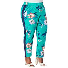 IMAN Global Chic Floral Side Stripe Ankle Pant