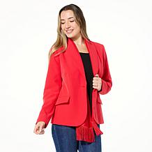 IMAN Global Chic Knit Blazer with Detachable Satin Scarf
