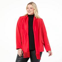 IMAN Global Chic Knit Blazer with Detachable Satin Scarf