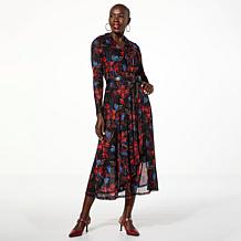 IMAN Global Chic Knit Mesh Dress with Draped Skirt