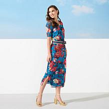 IMAN Global Chic Knit Mesh Top with Side Ruching