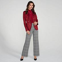 IMAN Global Chic Luxe Faux Suede Double-Breasted Blazer