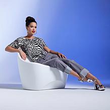 IMAN Global Chic Overlapping Flutter Sleeve Knit Top
