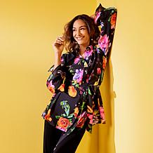 IMAN Global Chic Printed Button-Front Everything Blouse