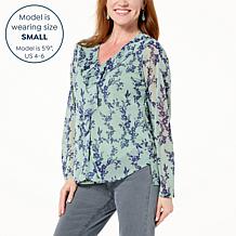 IMAN Global Chic Printed Ruffle-Front Blouse