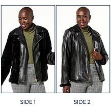 IMAN Global Chic Reversible Faux Fur to Faux Leather Jacket
