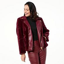 IMAN Global Chic Reversible Faux Fur to Faux Leather Jacket