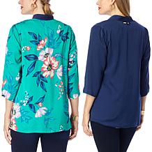 IMAN Global Chic Reversible Print/Solid Topper