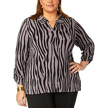 IMAN Global Chic Tiger Print Popover Top