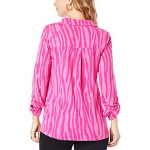 IMAN Global Chic Tiger Print Popover Top