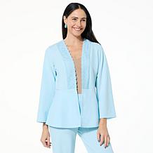 Iman Knit Lace Trim Topper with Belt