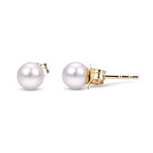Imperial Pearls 14K 5-5.5mm Cultured Akoya Pearl and Diamond Studs