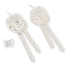 Imperial Silver Diamond-Cut Wheat Chain Fringe Earrings
