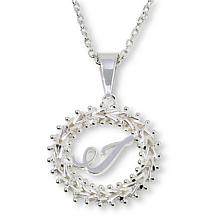 Imperial Silver Diamond-Cut Wheat Link Initial Pendant with 18" Cha...