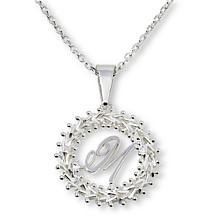 Imperial Silver Diamond-Cut Wheat Link Initial Pendant with 18" Cha...