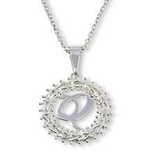 Imperial Silver Diamond-Cut Wheat Link Initial Pendant with 18" Cha...