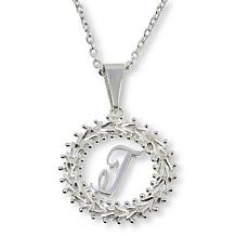 Imperial Silver Diamond-Cut Wheat Link Initial Pendant with 18" Cha...