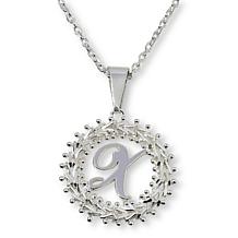 Imperial Silver Diamond-Cut Wheat Link Initial Pendant with 18" Cha...