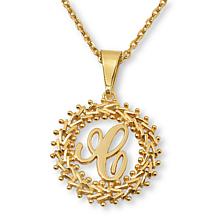 Imperial Silver Diamond-Cut Wheat Link Initial Pendant with 18" Cha...