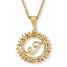 Imperial Silver Diamond-Cut Wheat Link Initial Pendant with 18" Cha...