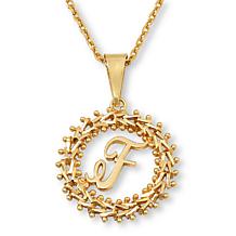 Imperial Silver Diamond-Cut Wheat Link Initial Pendant with 18" Cha...