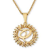 Imperial Silver Diamond-Cut Wheat Link Initial Pendant with 18" Cha...