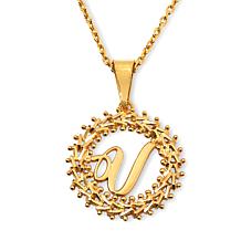 Imperial Silver Diamond-Cut Wheat Link Initial Pendant with 18" Cha...