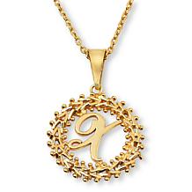 Imperial Silver Diamond-Cut Wheat Link Initial Pendant with 18" Cha...