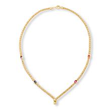 Imperial Silver Multicolor CZ Diamond-Cut Link Necklace