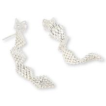 Imperial Silver Ultra Lamé Marquise-Shaped Diamond-Cut Dangle Earrings