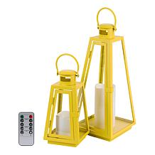 Improvements Metal Lanterns with LED Pillar Candles - Set of 2
