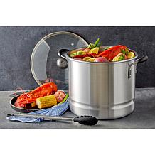 IMUSA 20-Quart Tamale and Seafood Steamer with Glass Lid - Silver
