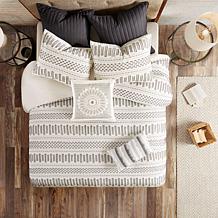 INK+IVY Rhea Cotton Jacquard Comforter Set Ivory/Charcoal - Full/Queen