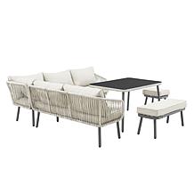 Inspired Home Colter Outdoor Rattan Wicker 5pc Seating Group, Black