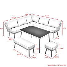 Inspired Home Colter Outdoor Rattan Wicker 5pc Seating Group, Black