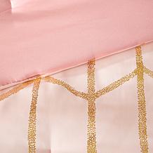 Intelligent Design  Raina Blush/Gold Metallic Comforter Set Full/Q