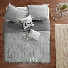 Intelligent Design  Raina Gray/Silver Metallic Comforter Set King/CalK