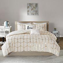 Intelligent Design  Raina Ivory/Gold Metallic Comforter Set King/CalK