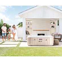 Intex PureSpa Chevron Deluxe 6ppl Cream Outdoor Inflatable Hot Tub Set